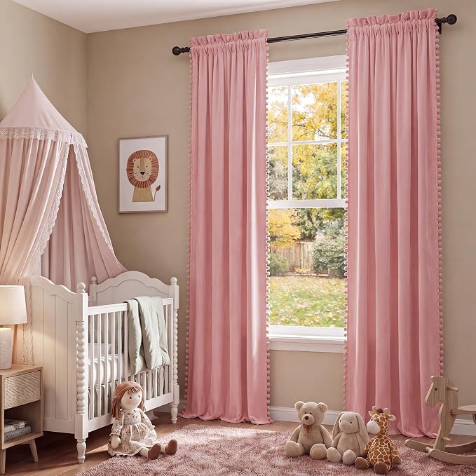 NICETOWN Blush Pink Velvet Curtains 96" Long - Image 3