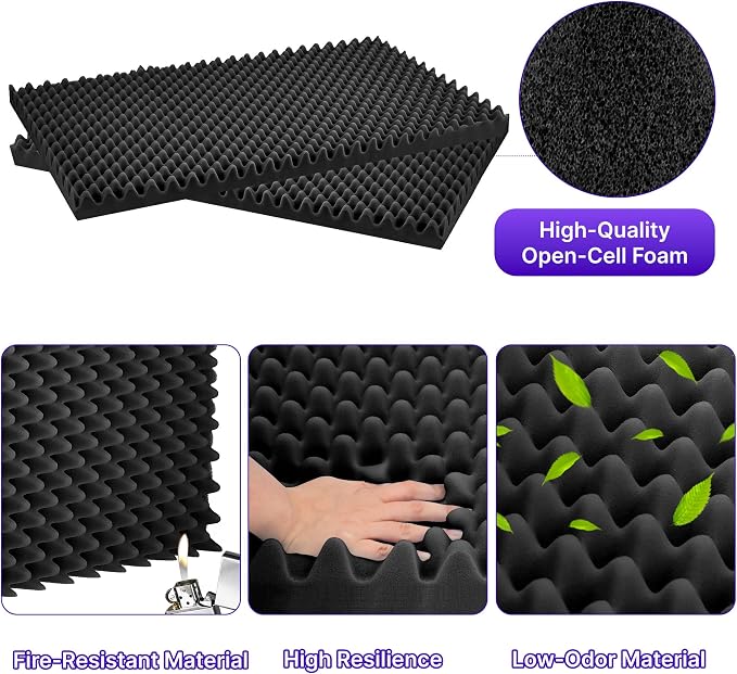 1 Pack Sound Proof Foam Panels for Walls, High Density Egg Crate Sound - Image 4