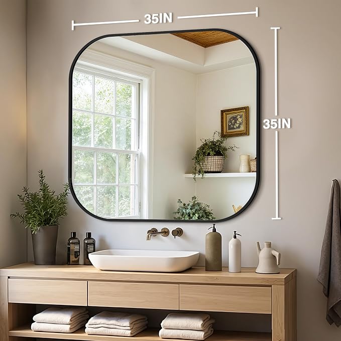 Bathroom Mirror for Wall, HD Reflection Shatterproof Square Mirror for Living - Image 2