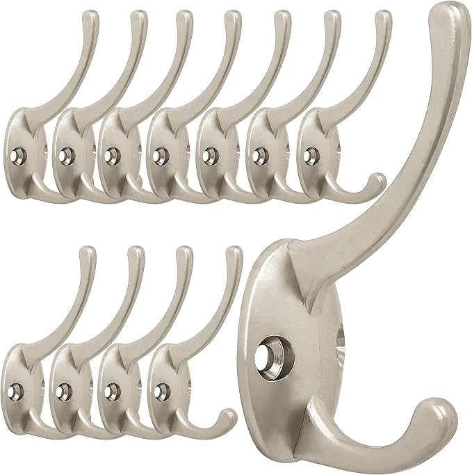 IBosins 12 Pack Silver Coat Hooks Wall Mounted by IBosins