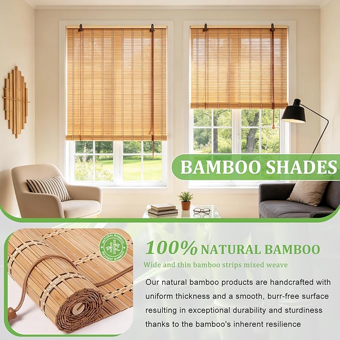 Bamboo Blinds 54x72 inch Bamboo Roman Shades - Image 3
