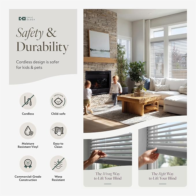 CHICOLOGY Cordless Mini Blinds for Indoor Windows, 24.5" W x 36" H, Light - Image 7