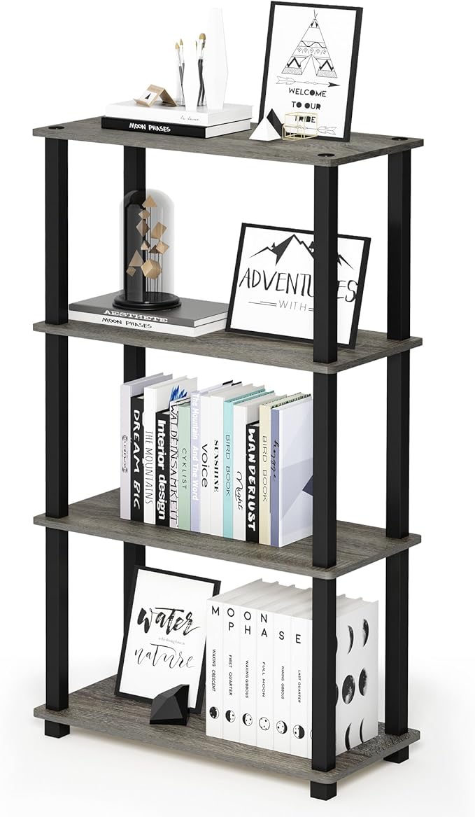 Furinno TURN-S-TUBE Storage Shelves, 4-Tier Book Shelf, Corner Shelf, Toolless - Image 6