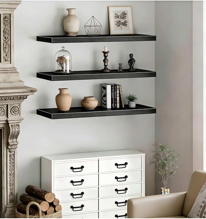 Vervida® Floating Shelves, 35.4 inch Wall Mounted Rustic Wood Shelves - Image 5