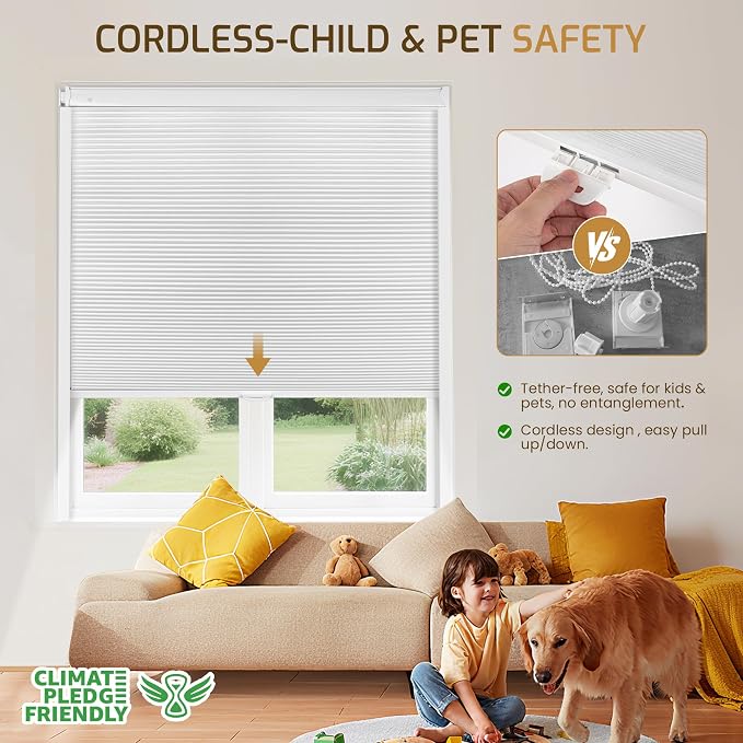 Grandekor No Drill Cordless Cellular Shades, Honeycomb Blinds - Image 4