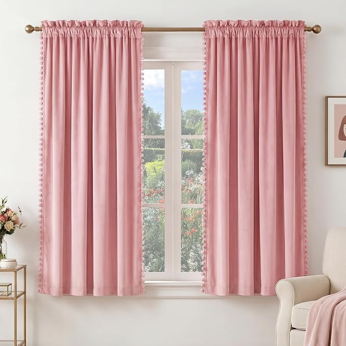 NICETOWN Blush Pink Short Velvet Curtains by NICETOWN