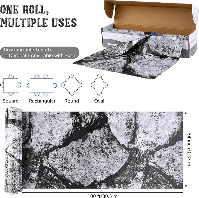 Kochorie 100 Ft X 54 Inch Halloween Stone Wall Tablecloth Roll - Image 2