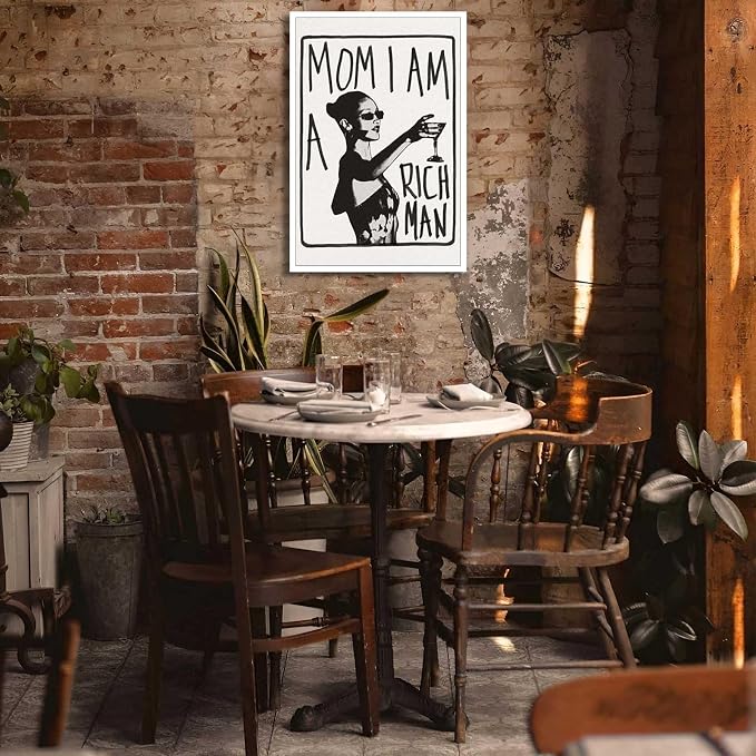 Liyark Mom I Am A Rich Man Aesthetic Retro Music Goblet Poster Feminist canvas - Image 4