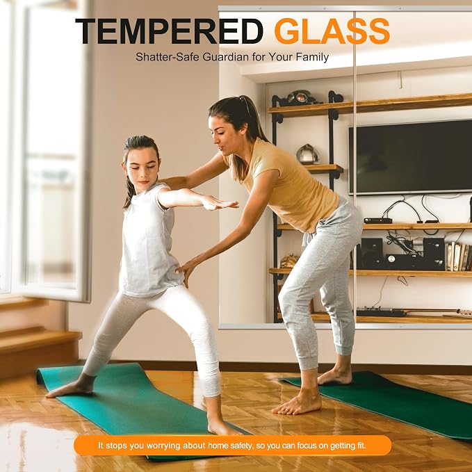 Delma Home Gym Mirror, Large Full Body Tempered Glass Frameless, Wall-Mounted - Image 3