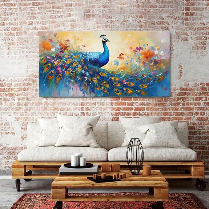 Abstract Peacock Wall Art Colorful Peacock Pictures Wall Decor Abstract Bird - Image 2