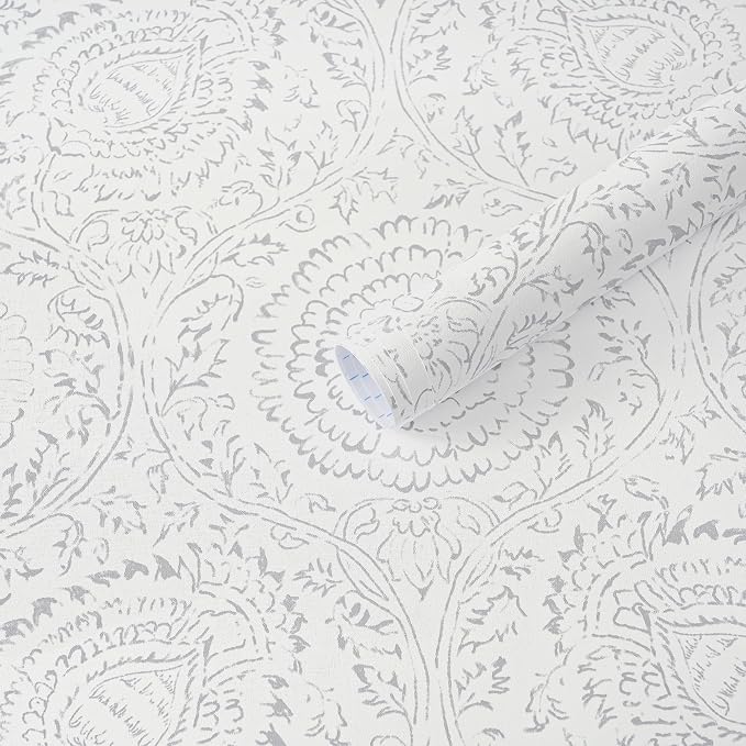 Heroad Peel and Stick Wallpaper Modern Floral Wall Paper Boho Grey Contact by HeroadBrand