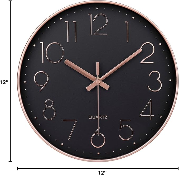 jomparis Rose Gold Wall Clock for Grils Womens Silent Non-Ticking Clock - Image 8