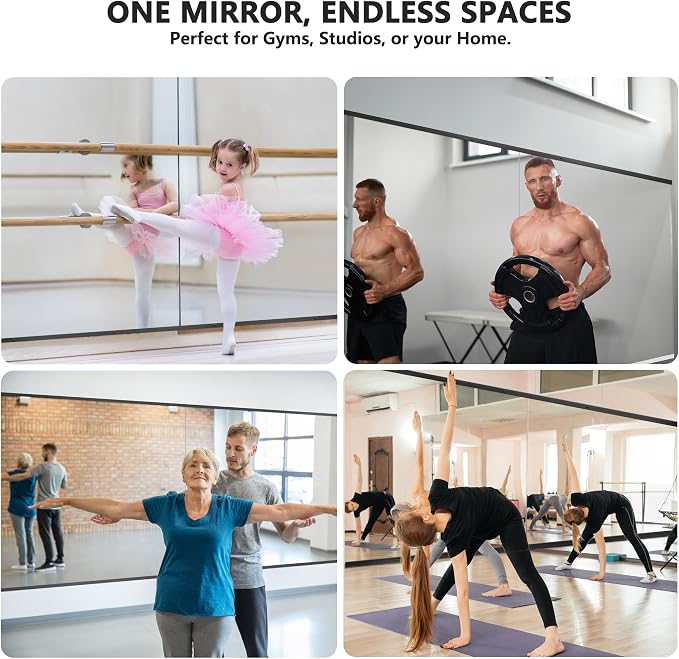 TRAHOME Home Gym Mirror for Wall, Glass Frameless Body Large Mirror for Home Gym - Image 3