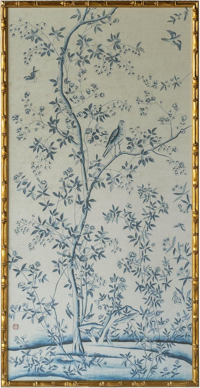 HongFengtang Chinese Rice Paper Print China Flower And Bird Bamboo Frame 54.3 X by Hongfengtang