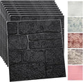 YU LI 3DH 3D Wall Panels Peel and Stick Faux Stone Wall Panel Black 20-Pack by YULI3DH