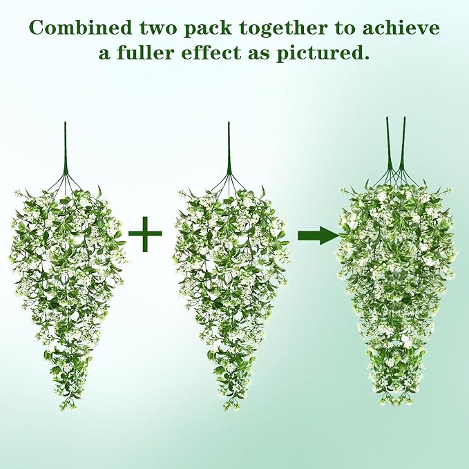 Waipfaru 4pcs Fake Hanging Plants, Artificial Hanging Flowers Faux Ivy Pothos - Image 4