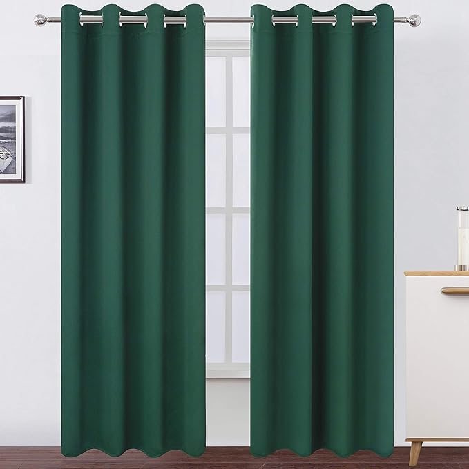LEMOMO Dark Green Thermal Blackout Curtains/52 x 95 Inch/Set of 2 Panels Room by Lemomo