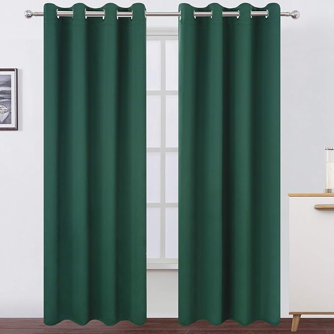 LEMOMO Dark Green Blackout Curtains/52 x 84 Inch Long/Set of 2 Curtain by Lemomo