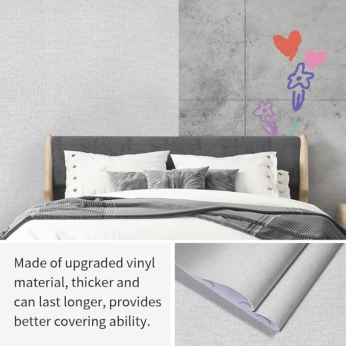 Light Grey Grasscloth Peel and Stick Wallpaper, Textured Vintage Contact Paper - Image 9