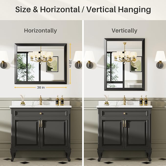 Briivue 20x28 Inch Black Bathroom Mirror - Image 5