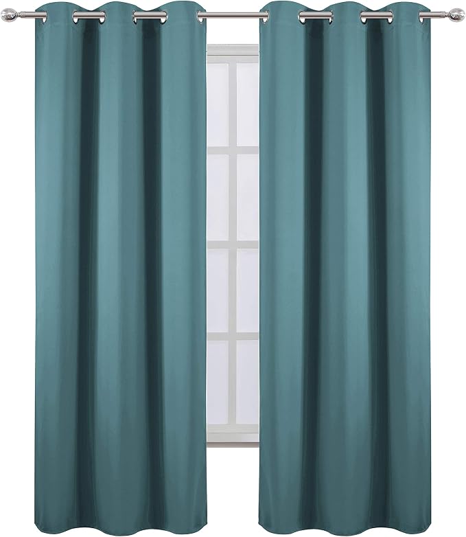 LEMOMO Sea Teal Thermal Blackout Curtains/38 x 84 Inch/Set of 2 Panels Room - Image 2