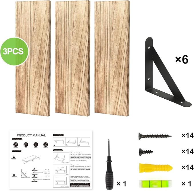 Fixwal Floating Shelves for Wall, Wood Wall Mounted Shelves for Bedroom - Image 5