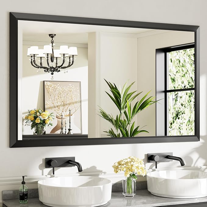 Briivue 60x36 Inch Black Bathroom Mirror by Briivuemodernmirrors