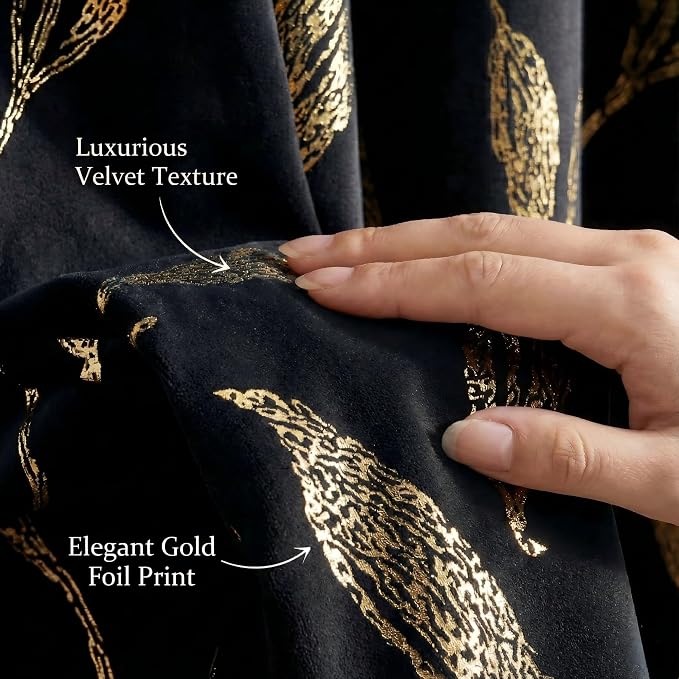 NICETOWN Black Velvet Curtains 2 Panels - Image 4