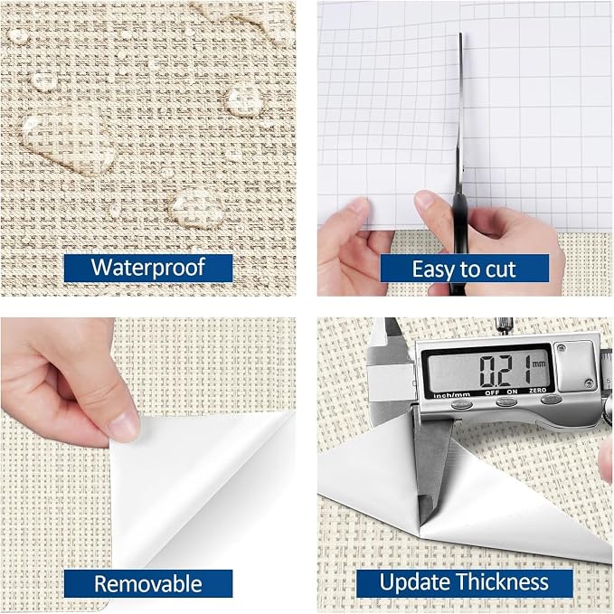 FunStick 16"x240" Thick Beige Wallpaper Peel and Stick Modern Grasscloth - Image 4