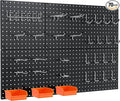 Peg Board, 6 Pack Black Peg Board Panels, 50lbs Load Capacity Each, Pegboard by Hogurity