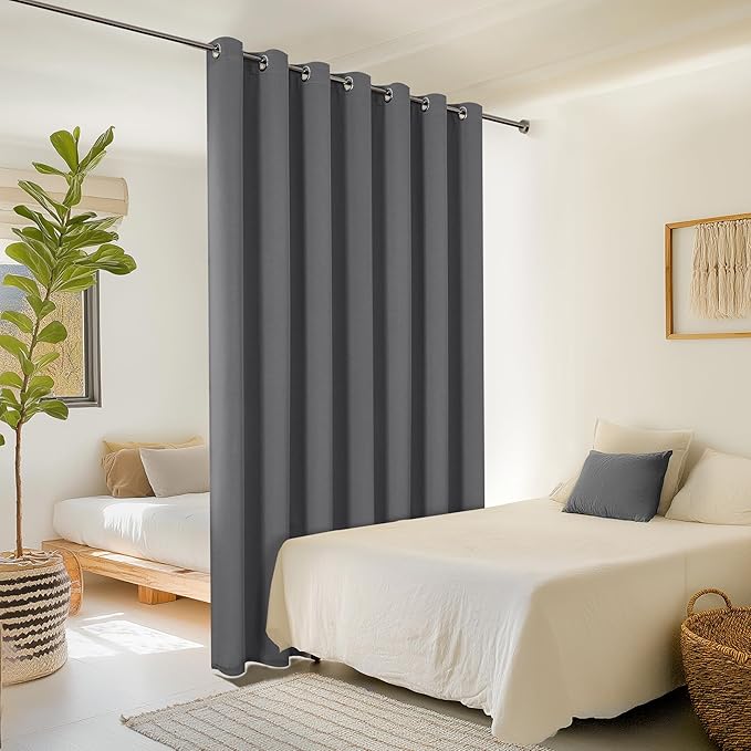 ChrisDowa Room Divider Curtain 108 Inches Long, Wide Blackout Sliding Door - Image 2