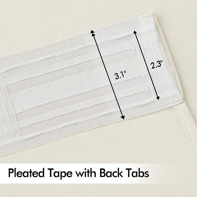 MIULEE Beige White Back Tab Blackout Curtains 120 Inch Long 2 Panels Set - Image 4