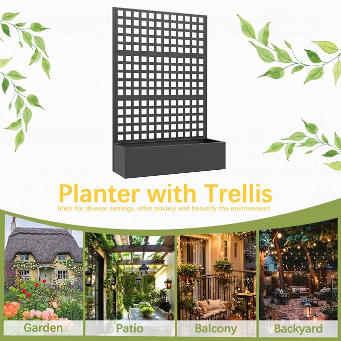Metal Planter Box with Trellis, Planter Box Trellis with Privacy Screen and - Image 6