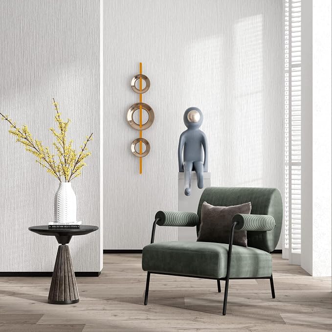 Haimin Grasscloth Textured Wallpaper 24in X 393in Fabric Contact Paper White - Image 2