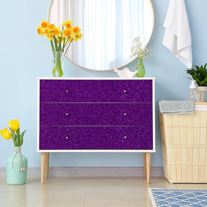 CHIHUT Dark Purple Glitter Wallpaper Stick and Peel - Image 5
