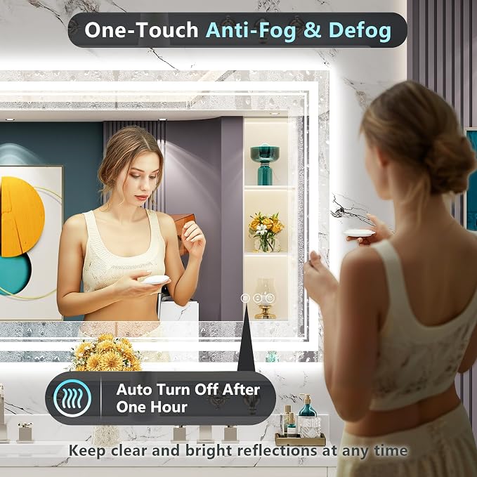 48x36 LED Bathroom Mirror with Lights, Backlit and Front Lit Anti-Fog Lighted - Image 5
