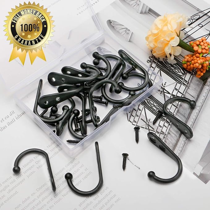 ZAYBOD 25 Pcs Black Wall Mounted Coat Hooks, Hanger Hook - Image 2