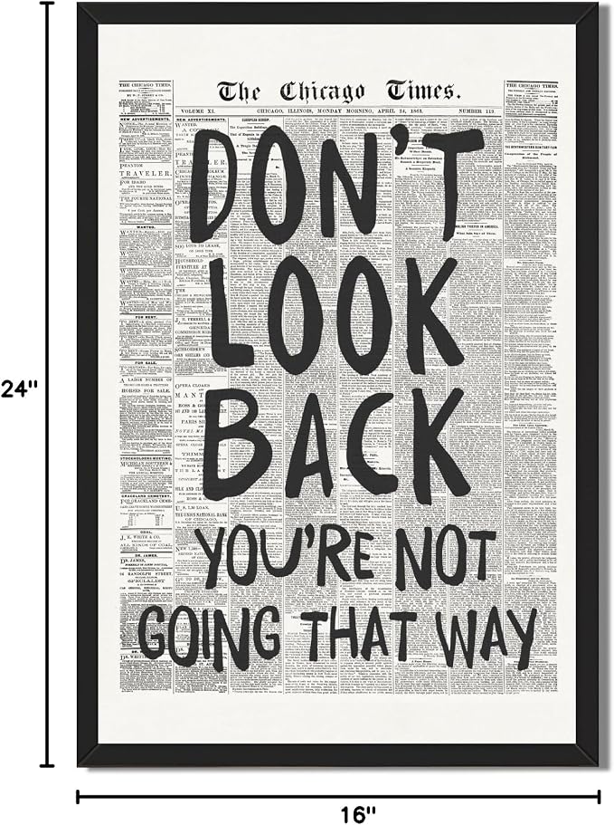 Framed Retro Newspaper Wall Art Trendy Black and White Poster Dont Look Back - Image 8