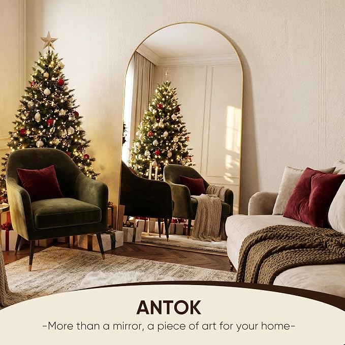 Antok 81" x41” Arched Full Length Floor Mirror, Free Standing/Wall Mount/Leaning - Image 4