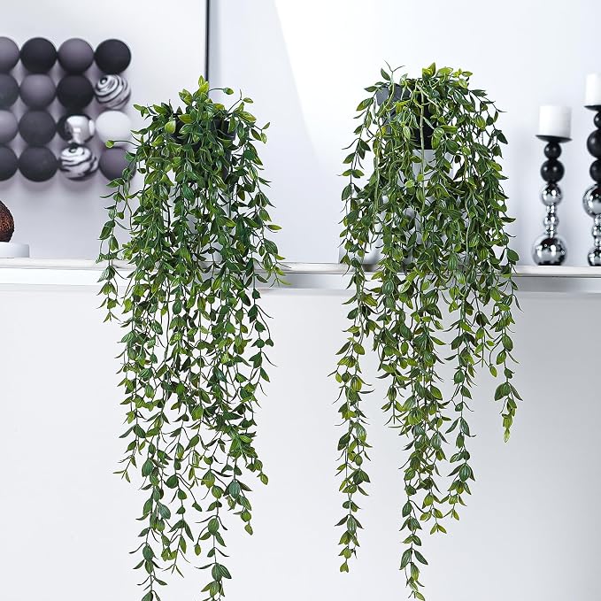 Artificial Hanging Plant 2 Pcs Faux Plant Ivy Vine Faux Eucalyptus Vines Fake - Image 8
