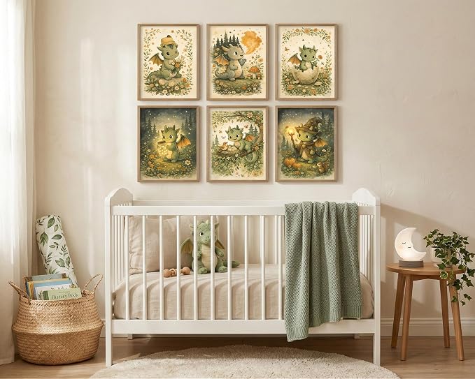 tgguytiy Vintage Nursery Dragon Wall Art - Image 5