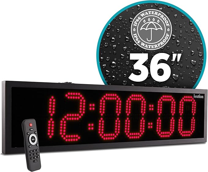 Ivation Oversized 36" Outdoor Waterproof Digital Clock, Auto Time Sync by Ivation