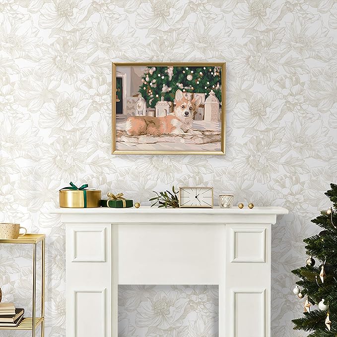 Ismoon Large Floral Peel and Stick Wallpaper Boho Beige/Coffee Contact Paper - Image 2