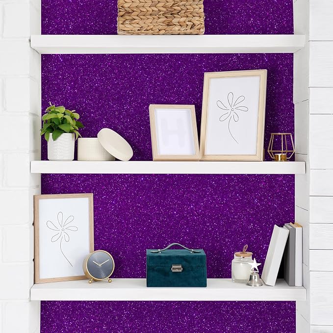 CHIHUT Dark Purple Glitter Wallpaper Stick and Peel - Image 4
