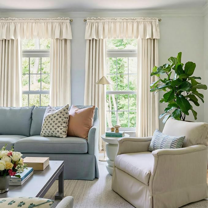 NICETOWN Ivory White Velvet Valance Curtain - Image 6