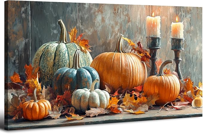 Pumpkin Wall Art Fall Kitchen Wall Decor Farmhouse Halloween Pictures Autumn by HOME