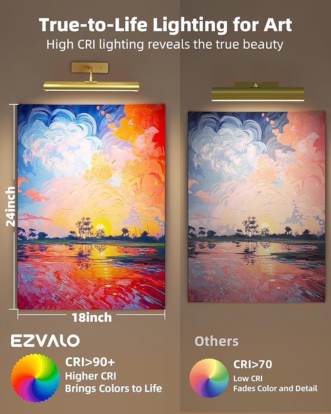 EZVALO 13in Wireless Picture Lights, 4000mAh Rechargeable Art Light - Image 6
