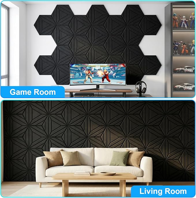 12 Pack Hexagon Acoustic Panels, DIY Sound Proof Foam Panels - Image 7