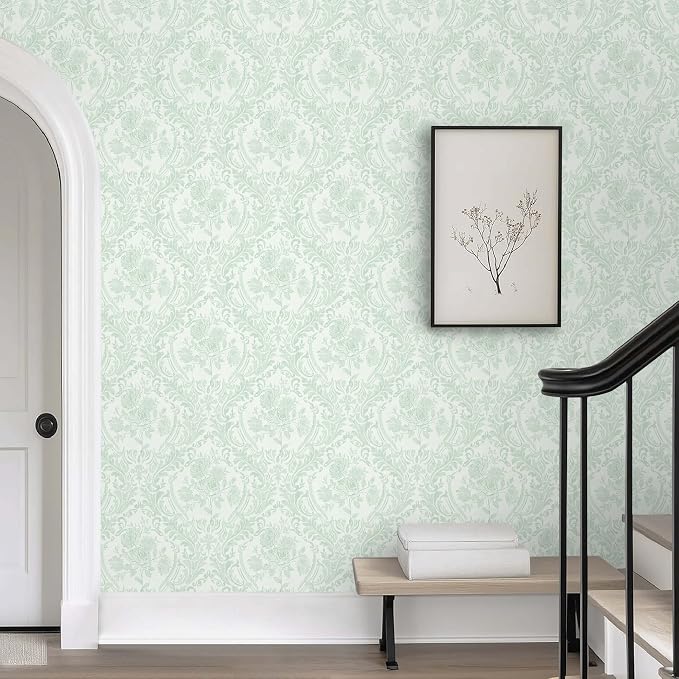 Ismoon Floral Wallpaper Peel and Stick Sage Green Contact Paper Boho Vintage - Image 8