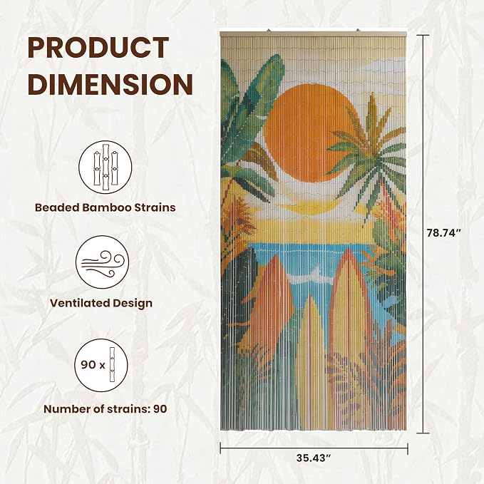Vietbud Décor Summer Vibe Bamboo Beaded Curtains - Image 2